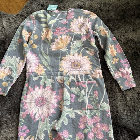 Chaser Henley Soft floral jumpsuit drawstring waist Lounge Recycled material S - Picture 5 of 11